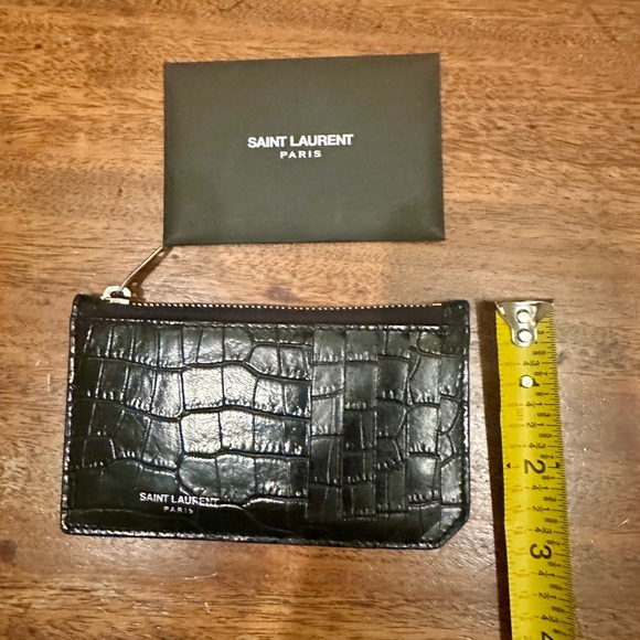 Saint Laurent Black Croc-Embossed card holder/wallet - Picture 12 of 16